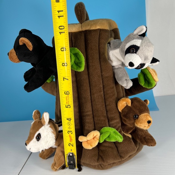 Unipak Tree House 5 Animal Hide-Away Play Set Plush Chipmunk Raccoon Fox 2 Bears - Picture 15 of 17